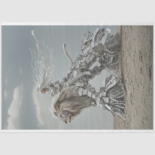 Decoupage Steampunk Lion and Lady in the Desert  Tissue Paper (Front)