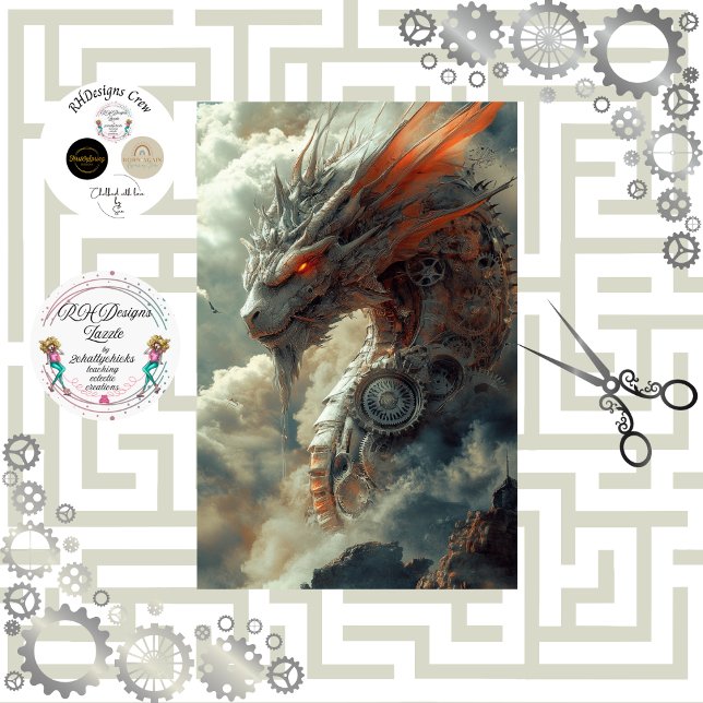 Decoupage Steampunk Majestic Dragon  Tissue Paper (Creator Uploaded)