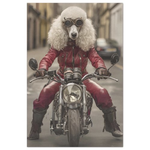 Decoupage Steampunk Motorcycle Riding Poodle Tissue Paper