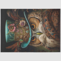 Decoupage Steampunk Owl Dark Background