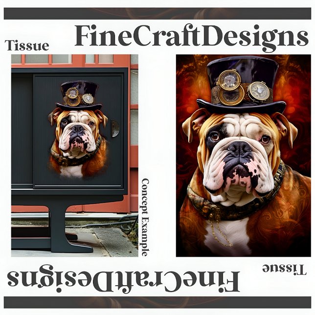Decoupage Steampunk Regal British Bulldog Left 111 Tissue Paper (Creator Uploaded)