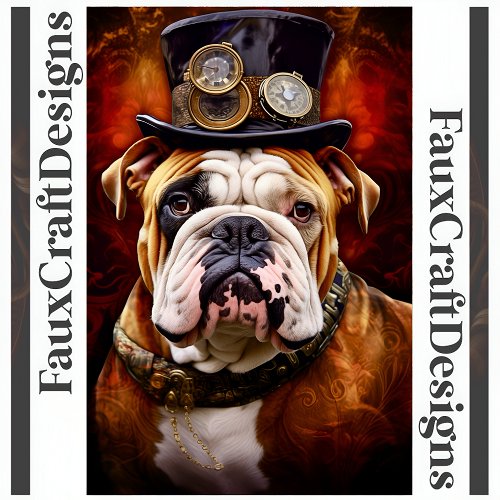 Decoupage Steampunk Regal British Bulldog Left 111 Tissue Paper