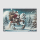 Decoupage Steampunk Santa Riding White Horse