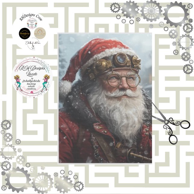 Decoupage Steampunk Santa Winter Weather  Tissue Paper (Creator Uploaded)