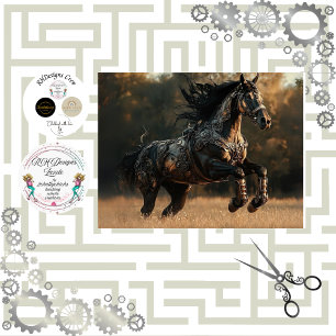 Decoupage Steampunk Stallion Copper IRONMANE Tissue Paper