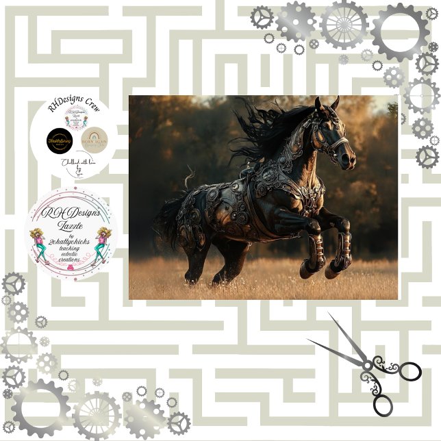 Decoupage Steampunk Stallion Copper IRONMANE  Tissue Paper (Creator Uploaded)