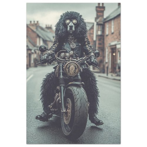 Decoupage Steampunk Standard Poodle Riding Bike  Tissue Paper