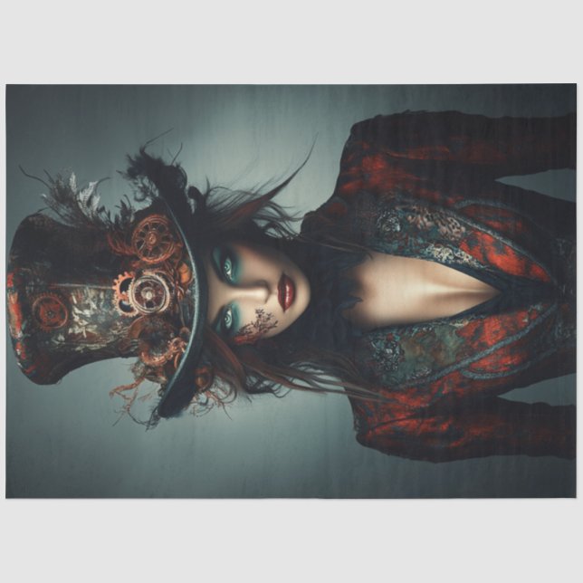 Decoupage Steampunk Victorian Beautiful Woman  Tissue Paper (Front)