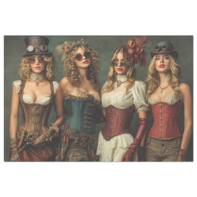 Decoupage Steampunk Victorian Ladies Corset-Era  Tissue Paper (Front)