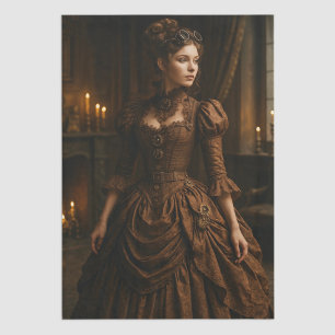 Decoupage Steampunk Victorian Lady in Brown Tissue Paper
