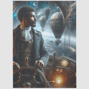 Decoupage Steampunk Victorian Space Air Captain Tissue Paper