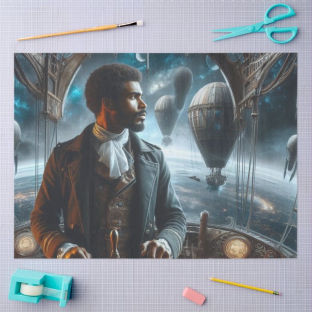 Decoupage Steampunk Victorian Space Air Captain Tissue Paper (Craft)