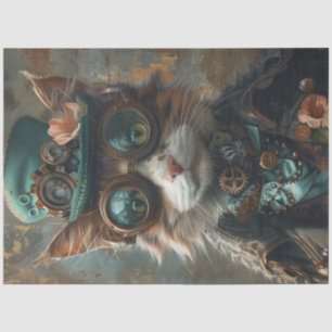 Decoupage Steampunk Victorian Themed Cat Tissue Paper