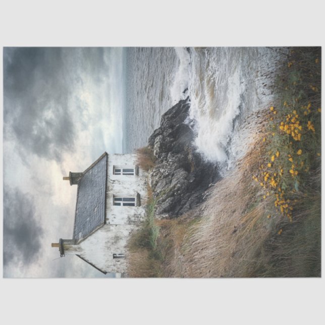 Decoupage Stormwatch Cabin on Ireland Seashore Tissue Paper (Front)