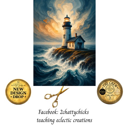 Decoupage Stormy Lighthouse Coastal Art Tissue Paper