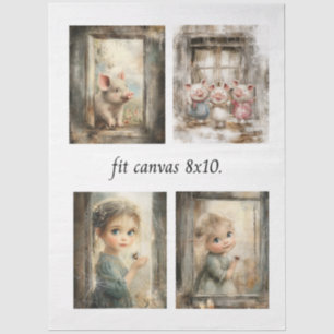 Decoupage Storybook Papers For 8 x 10 Canvas Tissue Paper