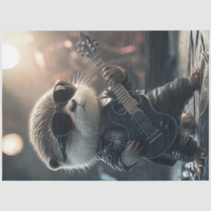 Decoupage Stylish Guitar Playing Otter Tissue Paper