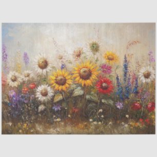 Decoupage Sunflower and Wildflower Garden in Oil Tissue Paper