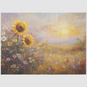 Decoupage Sunflower Field Sunrise or Sunset Tissue Paper