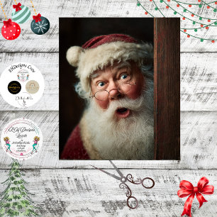 Decoupage Surprised Santa Peeking Around Door  Tissue Paper