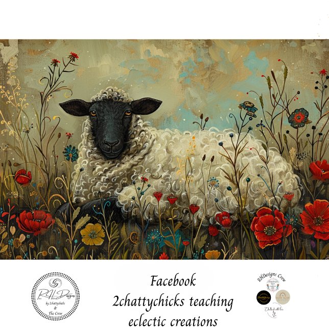 Decoupage Textured Botanical Sheep Artwork  Tissue Paper (Creator Uploaded)