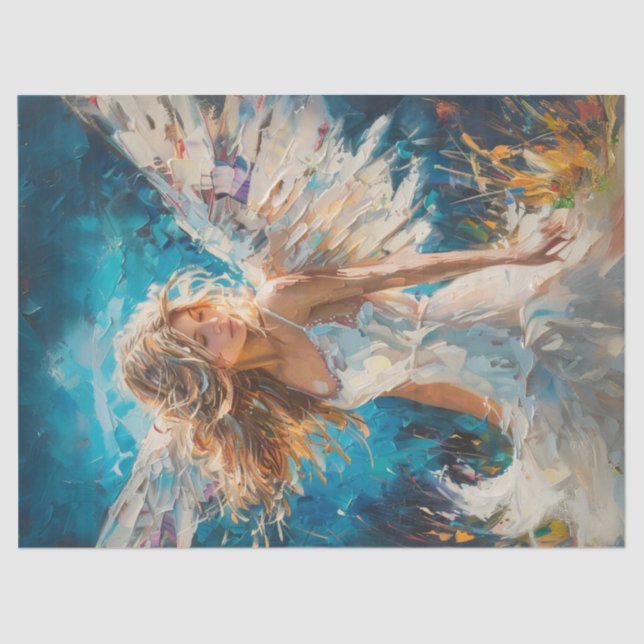 Decoupage Textured Oil Based Angel Painting Tissue Paper (Front)