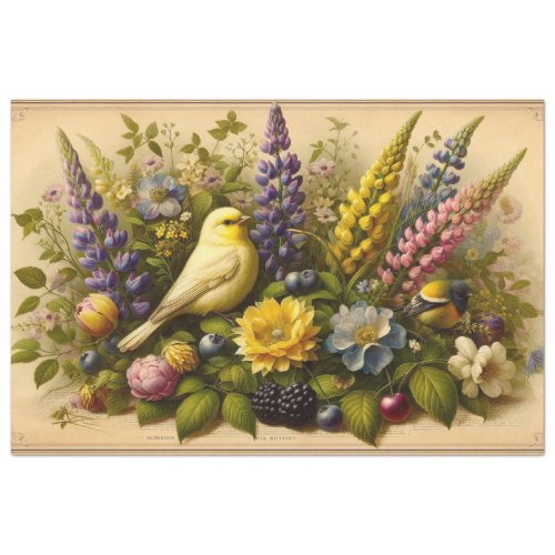 Decoupage Tissue Paper Bird Flora Fauna