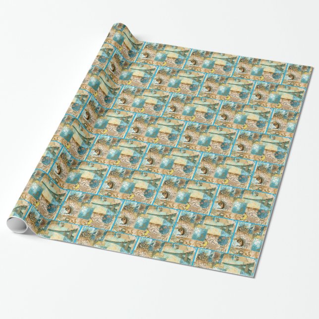 Decoupage Tissue Paper Blue Paris Wrapping Paper (Unrolled)