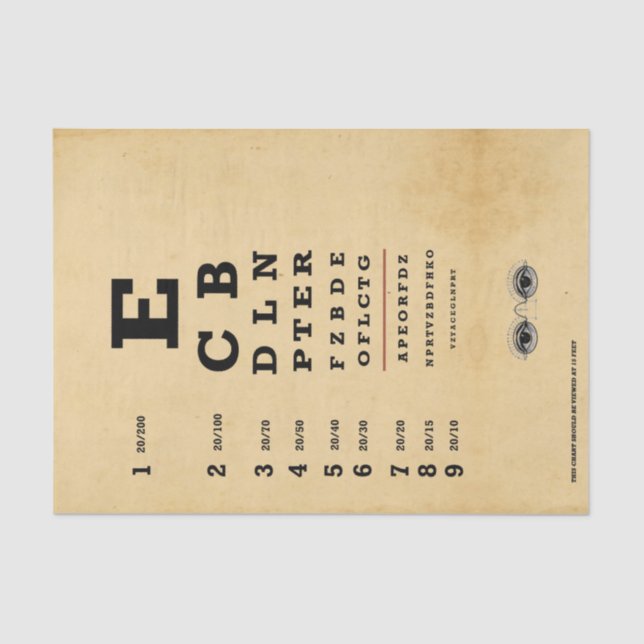 Decoupage Tissue Paper - Eye Chart Aged Old (Front)