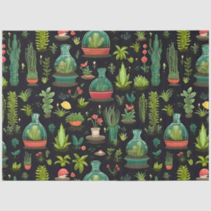 Decoupage Tissue Paper Glass Terrarium Vases