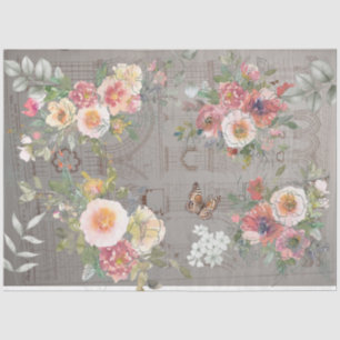 Decoupage tissue paper gothic floral design