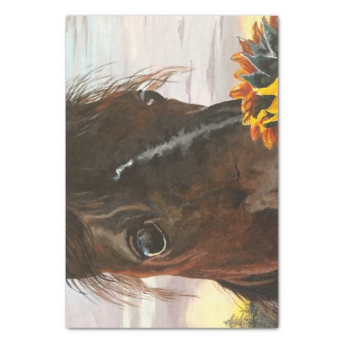 Decoupage Tissue Paper Horse and Sunflowers