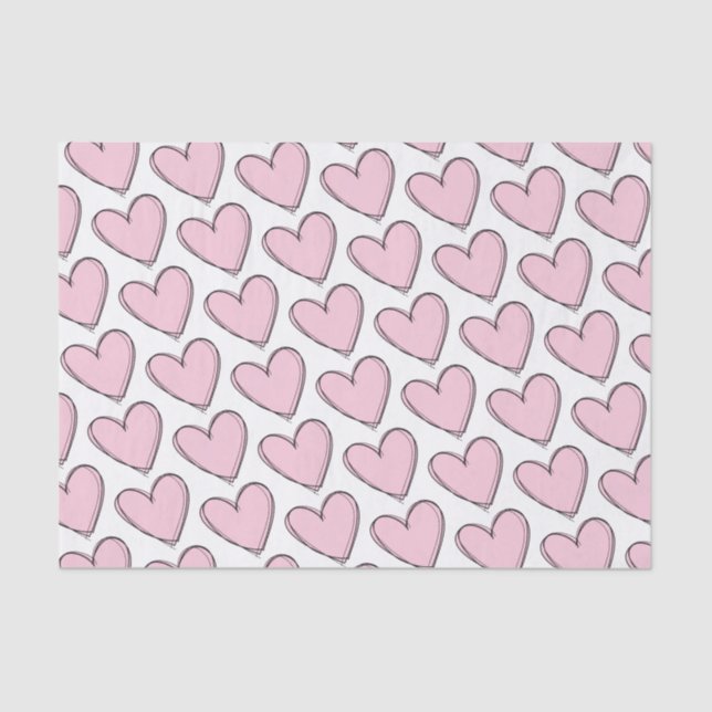 Decoupage Tissue Paper - Pink Hearts (Front)