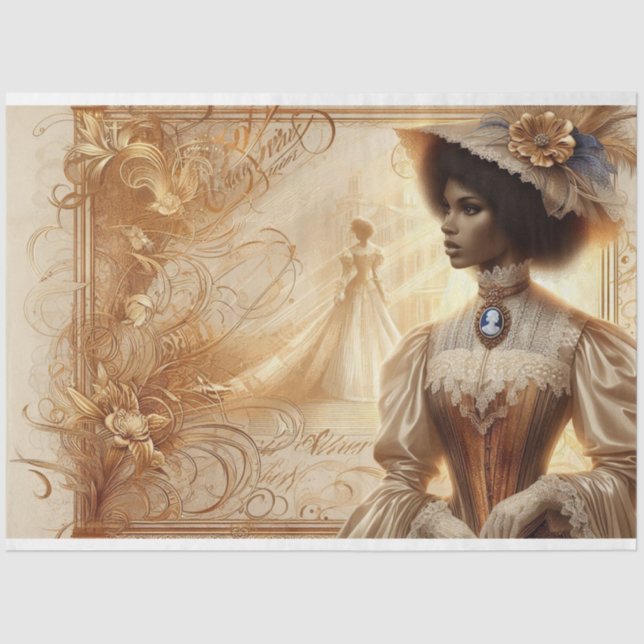 Decoupage Tissue Paper Victorian African American (Front)