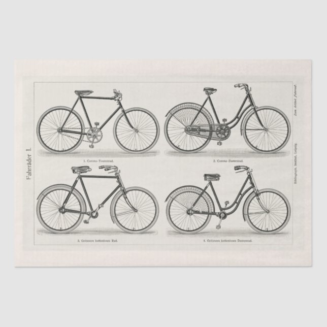 DECOUPAGE : TISSUE PAPER : VINTAGE BICYCLES (Front)