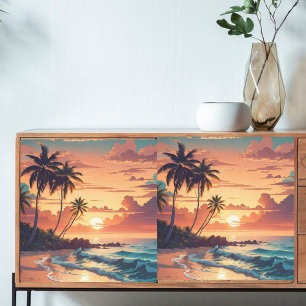 Decoupage Tropical Beach Sunset Tissue Paper