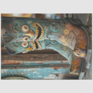 Decoupage Unique Cowboy Boots with Faces Tissue Paper