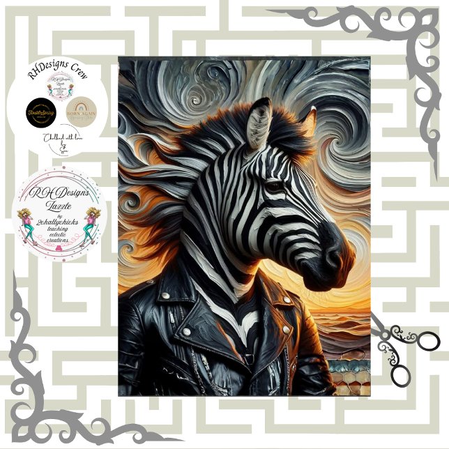 Decoupage Urban Zebra Rebel Art Tissue Paper (Creator Uploaded)