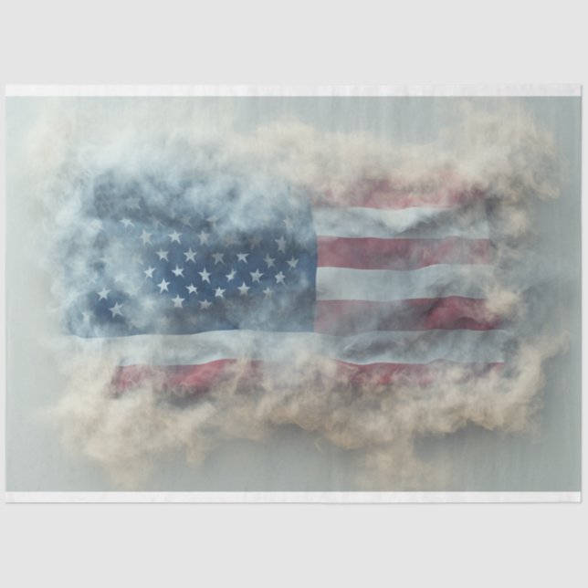 Decoupage USA Flag in Smoke Patriotism  Tissue Paper (Front)