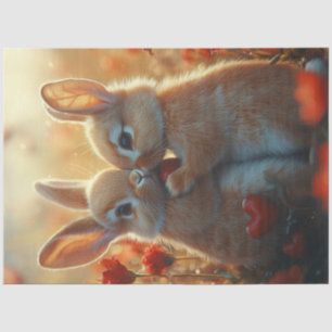 Decoupage Valentine 2 Bunnies Valentine In Love  Tissue Paper