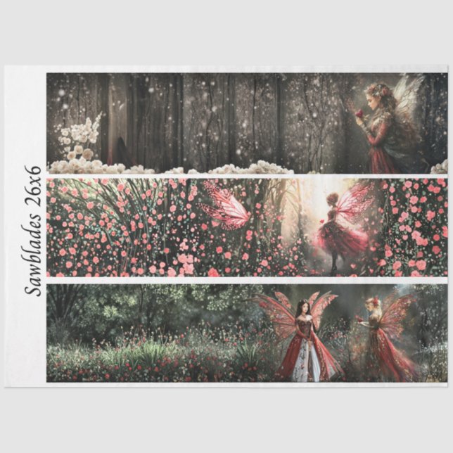 Decoupage Valentine Fairy Signs & Handsaws  Tissue Paper (Front)