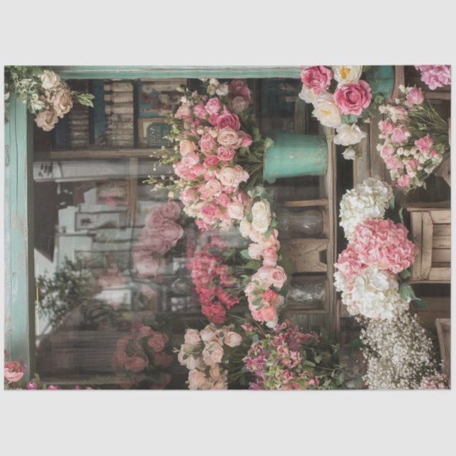 Decoupage Valentine Flower Shop Display  Tissue Paper (Front)