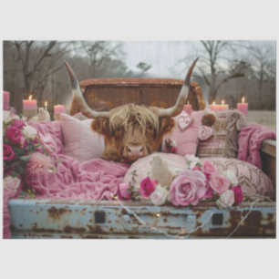 Decoupage Valentine Highland Vintage Truck Rustic  Tissue Paper