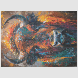 Decoupage Vibrant Bison Abstract Painting Tissue Paper