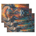 Decoupage Vibrant Bison Abstract Painting