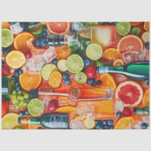 Decoupage Vibrant Colored Fruits & Drinks Bar Top Tissue Paper