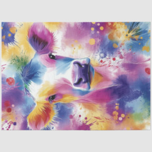 Decoupage Vibrant Colored Swirl Cow Tissue Paper
