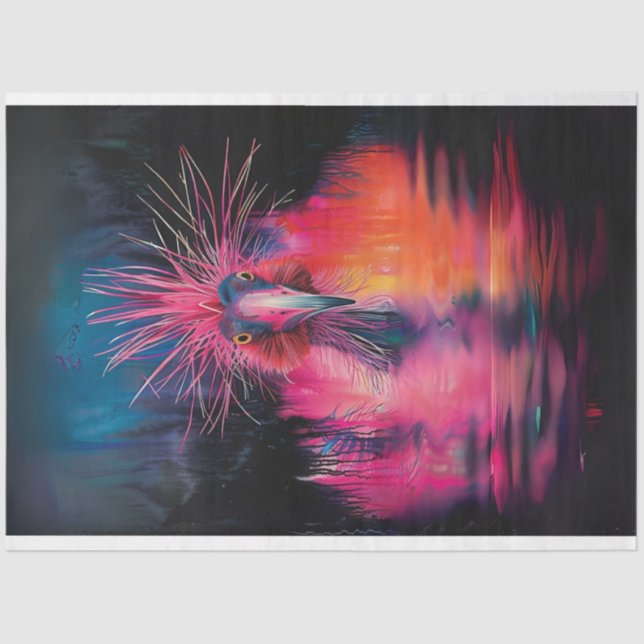 Decoupage Vibrant Colored Wackadoodle Bird  Tissue Paper (Front)