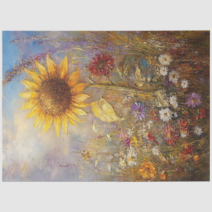 Decoupage Vibrant Oil Painting Sunflower Tissue Paper