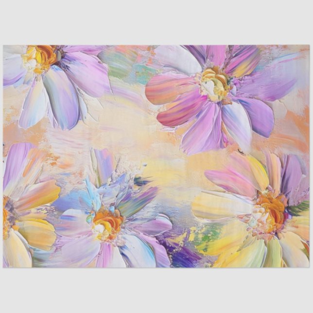Decoupage Vibrant Painting Daisy Flowers Tissue Paper (Front)